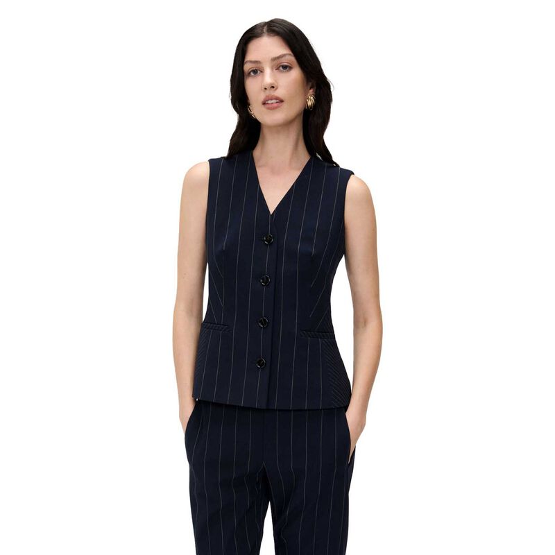 Veronika Maine Pinstripe Spliced Waistcoat image number 0